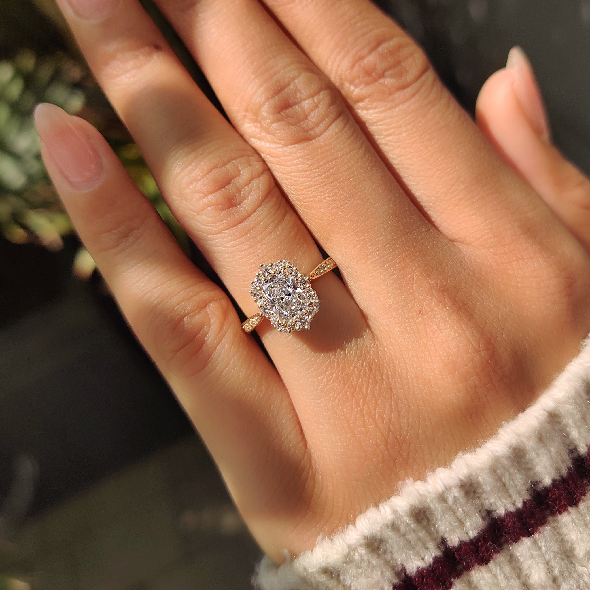 Cushion Hidden Halo Lab Grown Diamond Engagement Ring